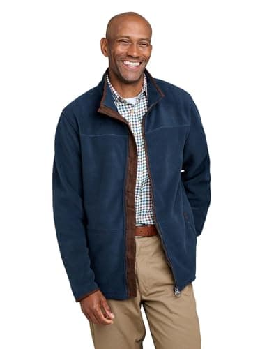 Image of Champion Mens Berwick Fleece Jacket With Faux Suede Trim - Navy Blue - Xl