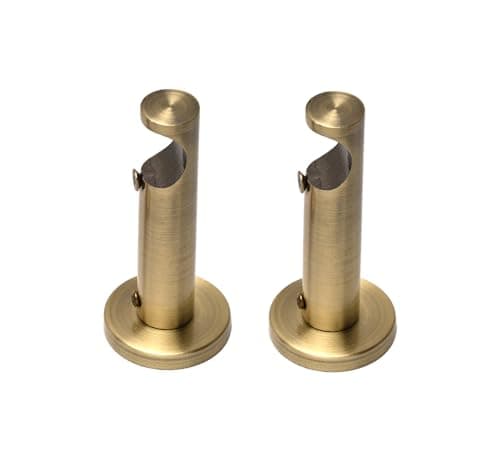 Image of Lister Cartwright 28mm Curtain Pole Ends Metal Barrel Brackets with Adjustable Screws Antique Brass(Pack of 2)