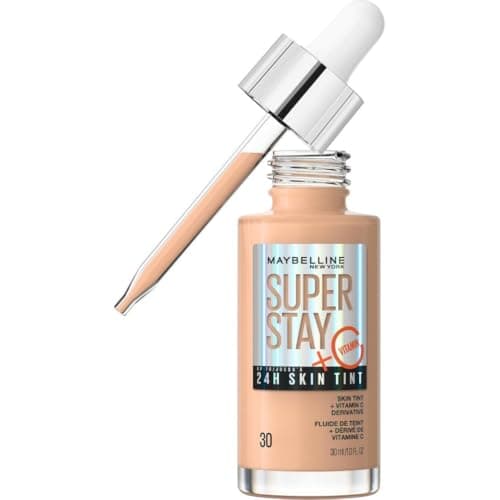 Image of Maybelline Super Stay Skin Tint Foundation, With Vitamin C*, Brighten and Glow Serum Foundation with Long-Lasting, Buildable Coverage, Up to 24H Wear, Vegan Formula, Shade 30