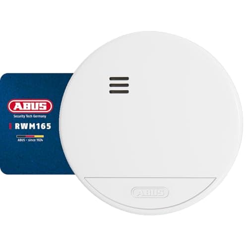 Image of ABUS Wireless Smoke Detector RWM165 for home - with 10-year battery - 12 detectors can be networked - Q-Label & DIN EN14604 certified - 85 dB alarm - White