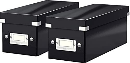 Image of Leitz Click and Store 60410001 Archive Box for CDs Grey Cardboard, Black