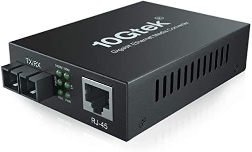 Image of 10Gtek Gigabit Ethernet Fiber Media Converter with a Built-in 1Gb Singlemode SC Transceiver, 10/100/1000M RJ45 to 1000Base-LX, up to 20km, with a British Power Adapter
