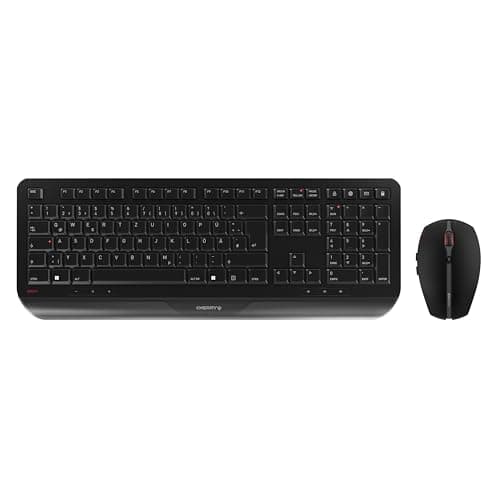 Image of CHERRY GENTIX DESKTOP, Wireless Keyboard & Mouse Set, German Layout (QWERTZ), 2.4 GHz Wireless, Integrated Palm Rest, Symmetrical Design, Black
