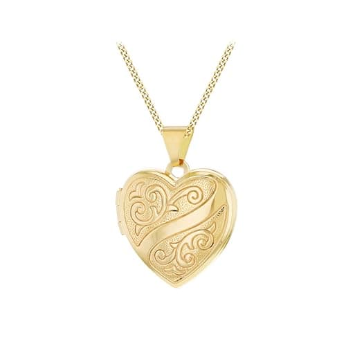 Image of CARISSIMA Women's 9ct Yellow Gold 19mm x 23.5mm Engraved Heart Locket Pendant