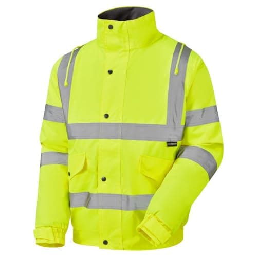 Image of Stormway Mens Waterproof Two Tone Bomber Hi Vis Visibility Hi Vis Standard Safety Work Wear Jacket Yellow Large
