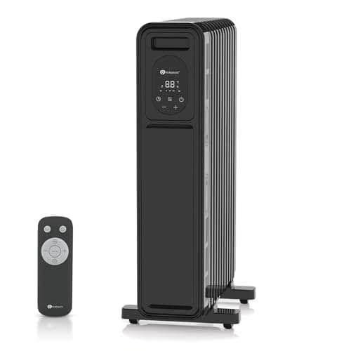 Image of PureMate 2300W Oil Filled Radiator with Remote Control, 11 Fins, Digital Thermostat, Adjustable Heat Settings, Energy Efficient Electric Heater, 24H Timer, Overheat & Tip-Over Safety and Castor Wheels