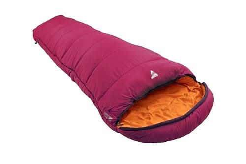 Image of Cadair 250 Sleeping Bag for Adults (Amazon Exclusive), 3 Season Mummy Design Holds Insulation, Breathable, Cosy Lining Fabric, Smaller Pack Size for Camping Trips, Backpacking, Hiking, Raspberry