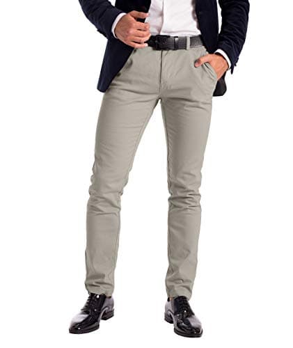 Image of westAce Men's Stretch Chino Trousers - Slim Fit Cotton Spandex Jeans - Stylish, Comfortable Casual Wear - Mid Rise, Machine Washable, Occasions (Stone, 32 Waist x 30 Length)