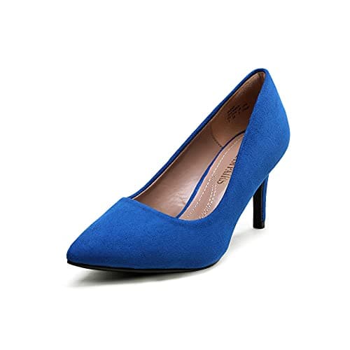 Image of DREAM PAIRS Women's Slip On Low Mid Heels Pointed Closed-Toe Dress Court Shoes KUCCI,Size 6,Royal/Blue,KUCCI