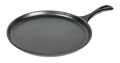Image of Lodge Pre-Seasoned Cast Iron Pancake Pan Crepe Pan for Indoor and Outdoor Use. Induction Frying Pan. Oven, Grill and Metal Utensil Safe Flat Skillet and Round Griddle. Made in the USA. 26 cm/10.5 inch