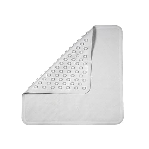 Image of Croydex Rubagrip Square Shower Mat - Secure Grip Suction Cups for a Non Slip Shower Mat with Anti Mould and Anti-Bacterial Additive Made From Natural Rubber, 53x53cm