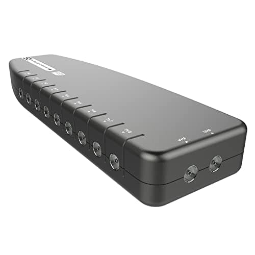 Image of SLx TV Signal Booster Aerial Amplifier, 8 Way Signal Distribution Amplifier with Coax Connections, 4G & 5G Filtering, Indoor TV Aerial, HD & 4K TV/FM/DAB & Freeview