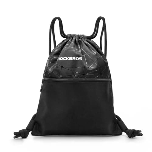 Image of ROCKBROS Backpack with Drawstring Gym Bag Drawstring Bag Sports Bag 9L Gymsack with Inner Pocket Outer Pocket for Women Men for Sports Cycling Travelling Black