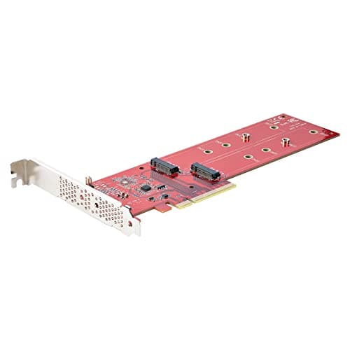 Image of StarTech.com Dual M.2 PCIe SSD Adapter Card, PCIe x8 / x16 to Dual NVMe or AHCI M.2 SSDs, PCI Express 4.0, 7.8GBps/Drive, Bifurcation Required - Windows/Linux Compatible (DUAL-M2-PCIE-CARD-B)