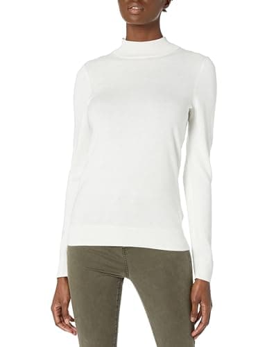 Image of Amazon Essentials Women's Lightweight Roll Neck Long-Sleeve Jumper (Available in Plus Size), Ivory, L
