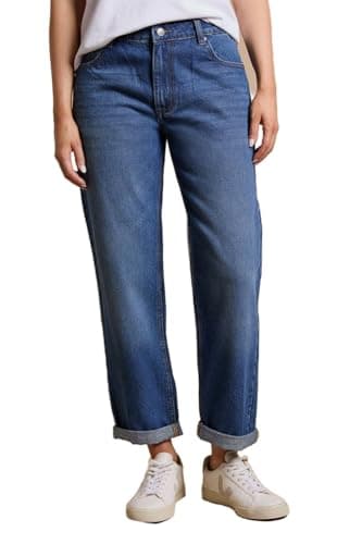 Image of Dorothy Perkins Boyfriends Ankle Grazer Fold Up Jeans, 12, Mid Wash