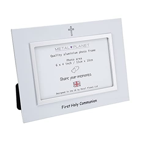 Image of First Holy Communion aluminium white photo frame (6x4 size)