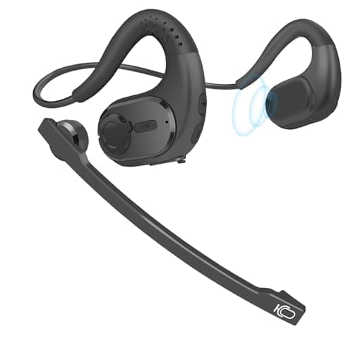 Image of iDIGMALL Bluetooth Headset with Detachable Microphone, Multi-Point Wireless Headset w/DSP Noise Canceling Mic for Phone PC Laptop, Comfort & Light Open Ear headphones for Office Meeting Home Work, 12H
