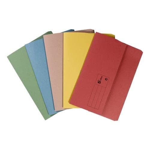 Image of 5 Star Office Document Wallet Half Flap 285gsm Recycled Capacity 32mm A4 Assorted [Pack 50] + Free finchley Refill Pen (1)