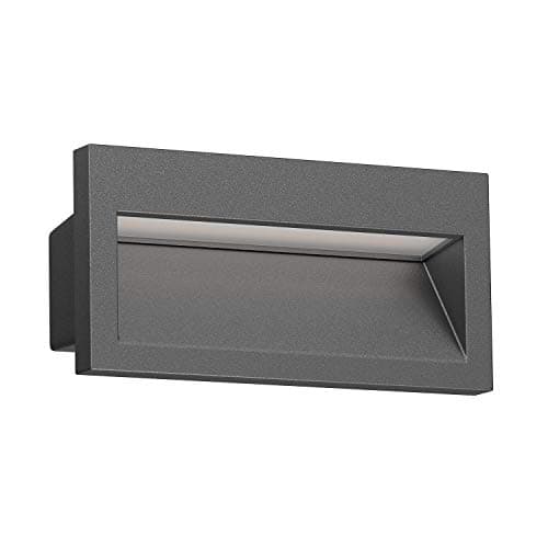Image of ledscom.de LED recessed wall Light NOLA, Downlight for Outdoors, IP54, Anthracite matt, 140 x 70mm, Cool White