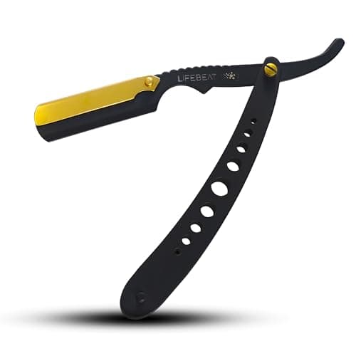 Image of Cut Throat Razors for Beard and Moustache Barber Cutthroat-Razors Shavette Barber Tool Accessories for Professional and Home Use (Black Metal) (Black)