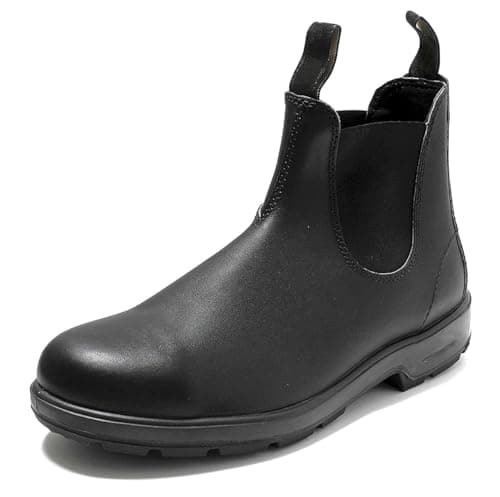 Image of SFSSWSRYDF Women Men's Made Nubuck Leather Chelsea Boots Slip On Country Ankle Boots Waterproof Desert Boot,Black,4 UK