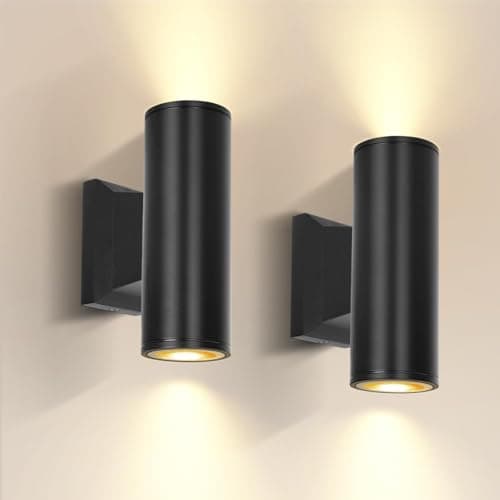 Image of Aigostar Outdoor Wall Lights Mains Powered, Up and Down Outside Lights, IP65 Waterproof GU10 Porch Light Max 35W, LED Outdoor Wall Lamp Aluminium Front Door Light Black 2 Pack