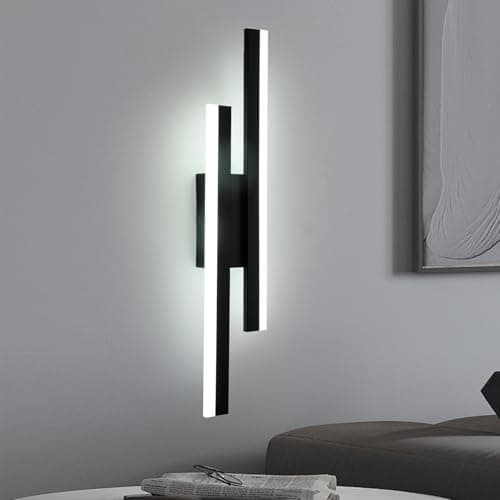 Image of Toolight LED Wall Light Indoor, 16W 1800LM Long Wall Sconce Acrylic, 40CM Modern Black LED Lamp, Wall Lights for Bedroom Hallway Living Room Dining Room Staircase, Cool White 6500K