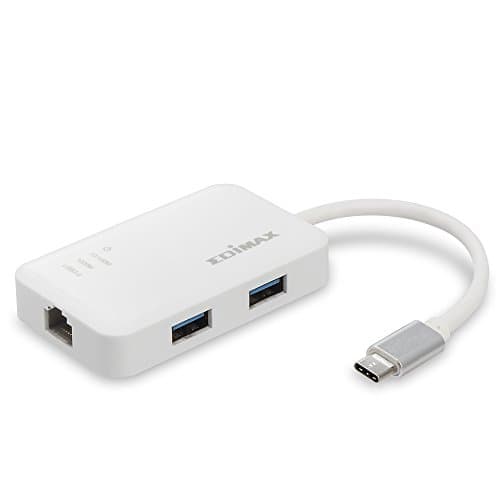 Image of Edimax USB-C USB Hub with 3X USB 3.0 Ports and Gigabit Ethernet LAN Adapter, USB to RJ45 1000Mbps Network LAN Converter, Plug and Play, Windows, MacBook Pro/Air, iPad Pro and More, EU-4308