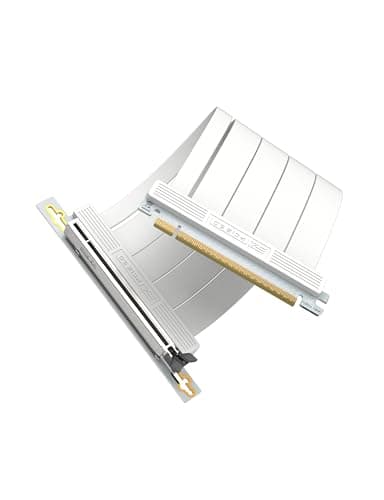 Image of EZDIY-FAB PCIe 5.0 X16 Riser Cable,128GB/s Bandwidth, for RTX 50/40 & RX 9000/7000 GPUs, PCIe Extension Card, Backward Compatible with PCIe 4.0/3.0,Vertical GPU Mount,Right Angle-20cm,White