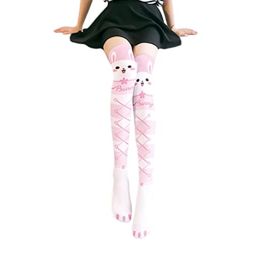 Image of Kobeleen Women Thigh High Stockings Cartoon Rabbit Jellyfish Anime Socks