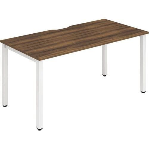 Image of Horison Industries Computer Desk, Office Desk with White Frame, Study Desk, Laptop Desk, Writing Desk, PC Desk - 1200x800x730mm Office Bench Desk for Home Office, Computer Table - Walnut