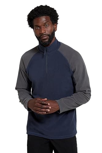 Image of Mountain Warehouse Ashbourne Mens Fleece - Lightweight Microfleece Sweater, Antipill Midlayer, Warm Top - Best for Spring Summer, Camping, Trekking, Hiking Dark Blue L