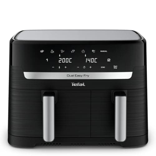 Image of Tefal Dual Fryer without oil, 8.3 L capacity, 2 drawers of 5.2 L and 3.1 L, 7 automatic programs, digital screen, air fryer EY901810