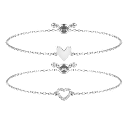 Image of Dochais Gold Heart Bracelet for Women, 14K Gold Plated Copper Bracelet with 5A+ Cubic Zirconia, Adjustable 23cm Love Heart Bracelet Set, Hypoallergenic Friendship Jewelry Gift for Girls
