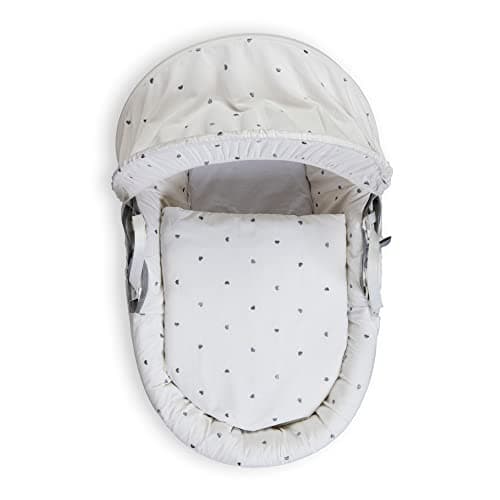 Image of Clair de Lune | Lullaby Hearts Moses Basket Bedding Set | Universal Moses Dressing Covers Set | Made in Great Britain (Basket is NOT Included)