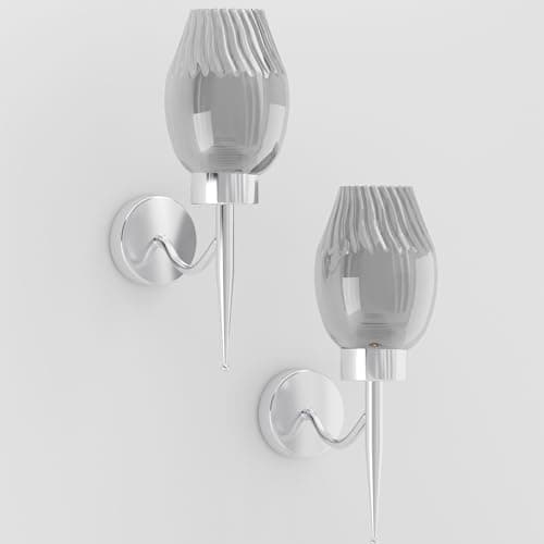Image of LEDSone Vintage Retro Smoky Grey Glass Wall Lamp – Industrial E27 Wall Mounted Light Fixture, Decorative Grey Glass Shade Wall Sconce for Bedroom, Hallway, Living Room & Café Lighting 2 Pack