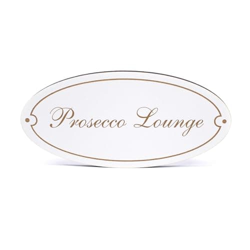Image of Dekolando Decorative Door Sign Oval - Prosecco Lounge - Sign 15 x 7 cm - Signs Door Signs Name Plates Home Self-Adhesive Wooden Sign Door Wooden Signs