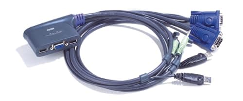 Image of 2-Port USB VGA KVM Switch with Audio 0.9m CS62US ATEN (up to 2048 x 1536; DDC2B) hotkey and USB mouse, support - Windows, Linux, Mac, Sun