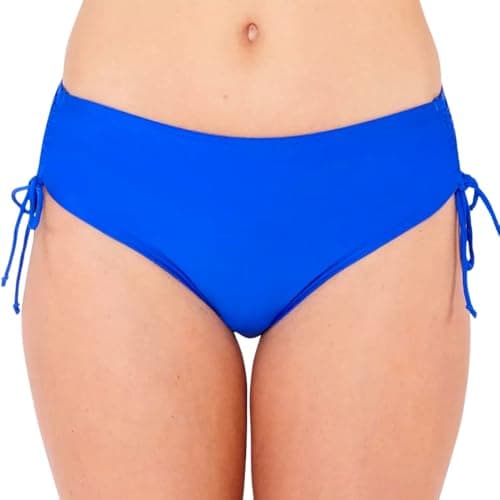 Image of Scuba Ladies Swimwear Women's High Waist Ruched Bikini Briefs Swim Bottoms Mix & Match Plain UK Seller - Cobalt Blue - Size 14