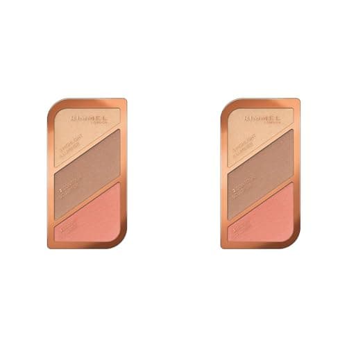 Image of Rimmel London Sculpting Highlighter Palette 3-tone, Coral Glow, 18.5 g (Pack of 2)