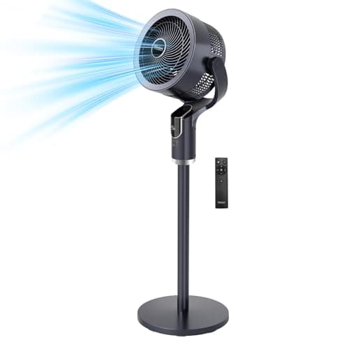 Image of ROVSUN 43" Silent Pedestal Fan for Bedroom, 90°+90° Omni-directional Cooling Fan, 8 Speeds, 3 Modes, 9H Timer, Stand & Tabletop Fan with Remote, Adjustable Height Air Circulator, LED Display