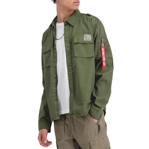 Image of Alpha Industries Urban Military Shirt Overshirt for Men Dark Olive