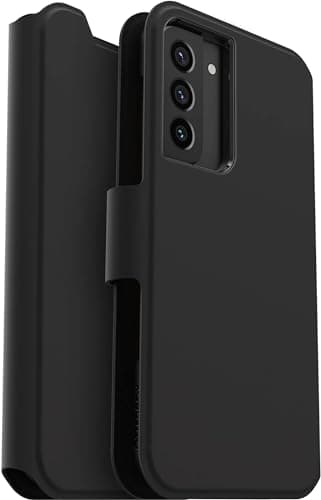 Image of OtterBox Strada Via Folio Case Case for Galaxy S22 with Card Holder - Non Retail Packaging - Black (S22 Plus)