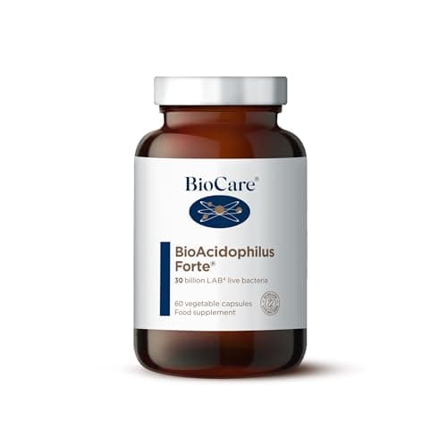 Image of BioCare BioAcidophilus Forte - 30 Billion LAB4 Live Bacteria - Food Supplement Suitable for Vegetarians and Vegans - 60 Capsules