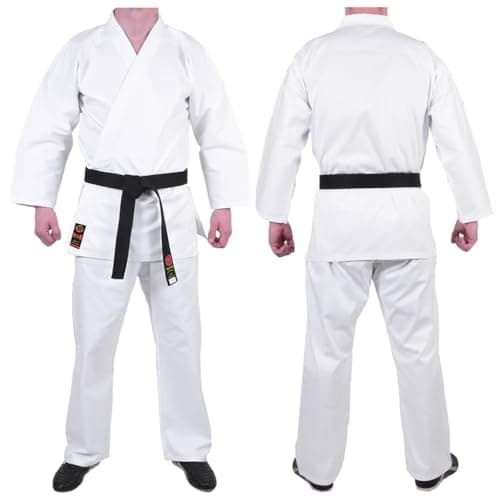 Image of MAR | Karate Gi | Adults & Kids | White Lightweight 7.5oz Polycotton Martial Arts Uniform | Student Training & Sparring Suit with Elasticated Waist & Free White Belt(1/140)