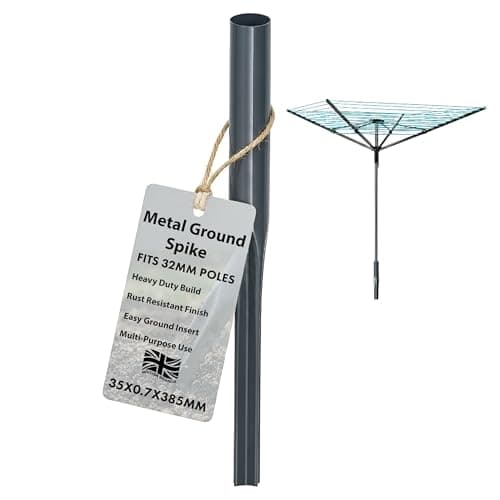 Image of Laundry Mate Rotary Washing Line Spike 32mm Heavy-Duty Metal Ground Spike for Rotary Airer – Galvanized Garden Spike Stable & Rust-Resistant Washing Line Holder