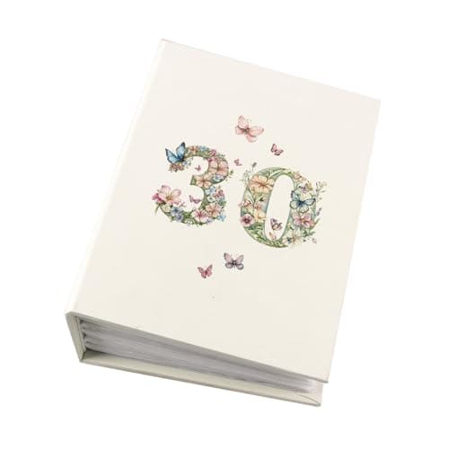 Image of Ukgiftstoreonline Photo Album for 30th Birthday, Butterflies and Flowers Theme, Holds 100 6x4 Photographs, 16.7x12.5cm