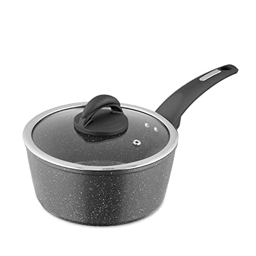 Image of Tower T81218 Cerastone Induction Saucepan, Non Stick Ceramic Coating, Easy to Clean, Dishwasher Safe, Graphite, 20 cm