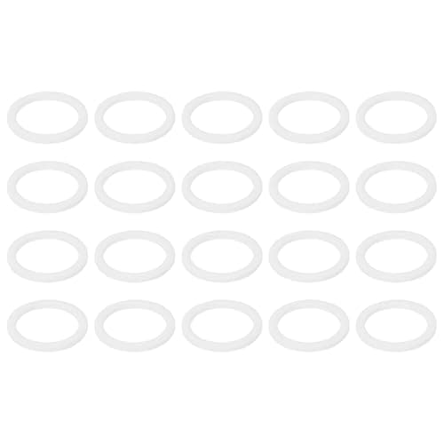 Image of PATIKIL M15 PTFE Flat Washer, 50 Pcs 15mm ID 19mm OD 1.25mm Thick O-Ring Sealing Gasket Spacer for Fasten Screws Flanges Faucet Pipe Valves, White